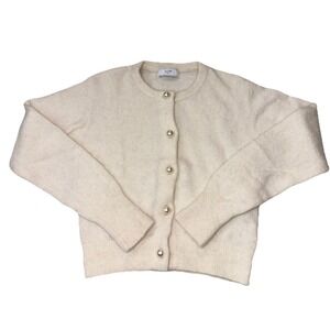 Slobe Iena Small Ivory Cardigan Pearl Buttons Alpaca Wool Blend Neutral Japanese